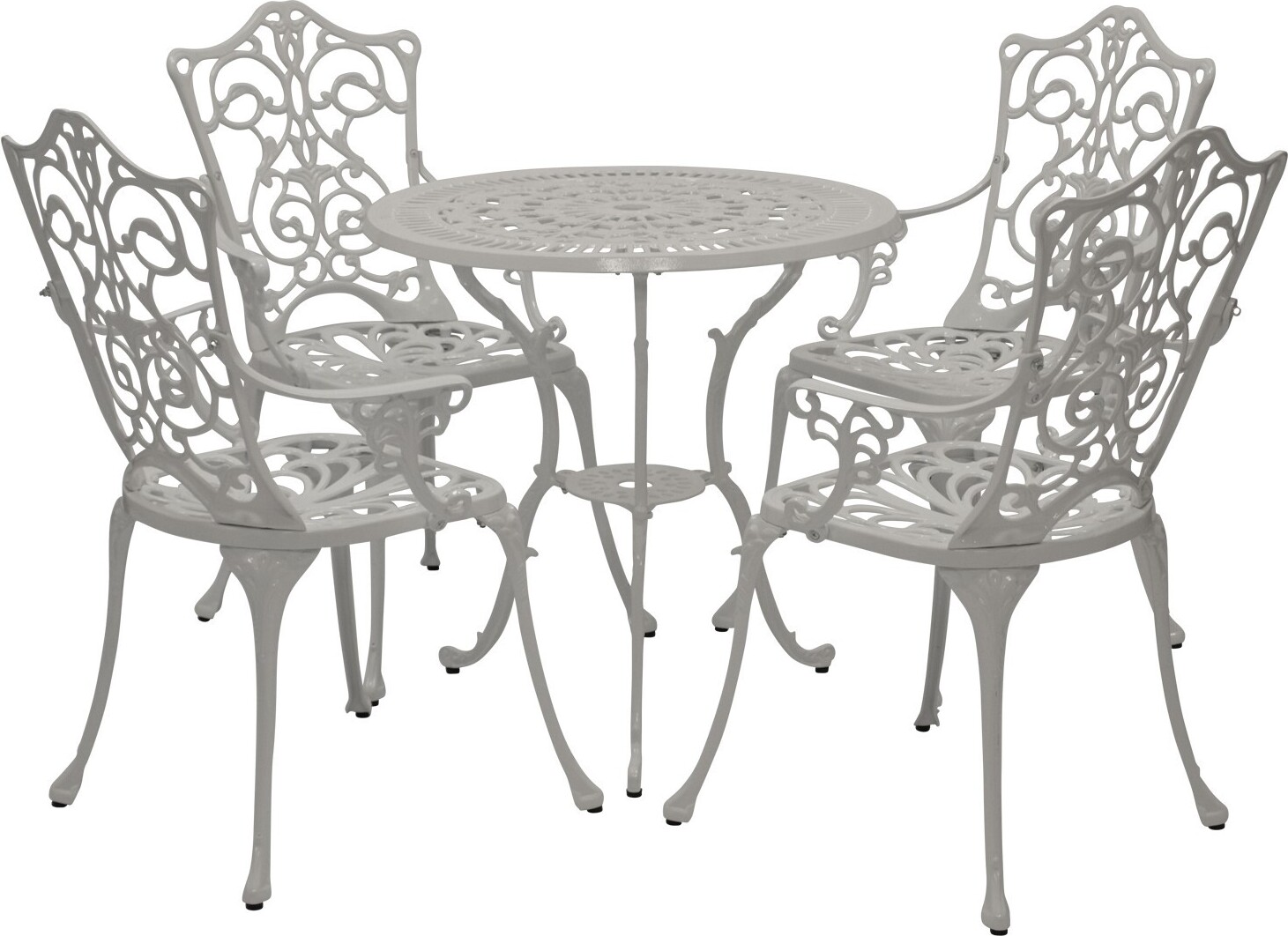 DEGAMO Gartenset in Jugendstiloptik 5-teilig, Aluminium weiss, wetterfest 21260