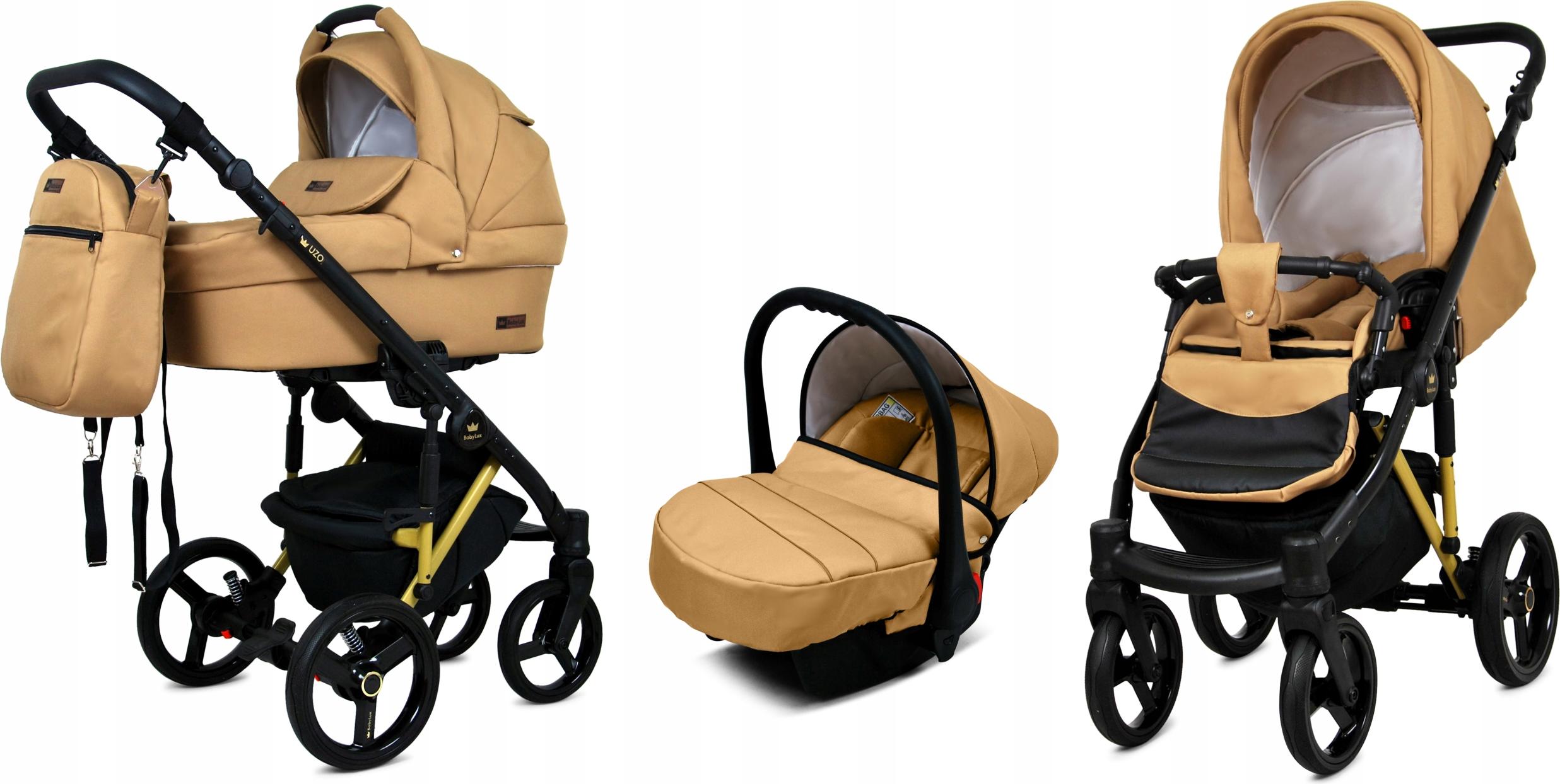 BabyLux UZO | 3in1 Kinderwagen Set | Sand Pearl | Kombikinderwagen | Kinderwagenset | Buggy + B