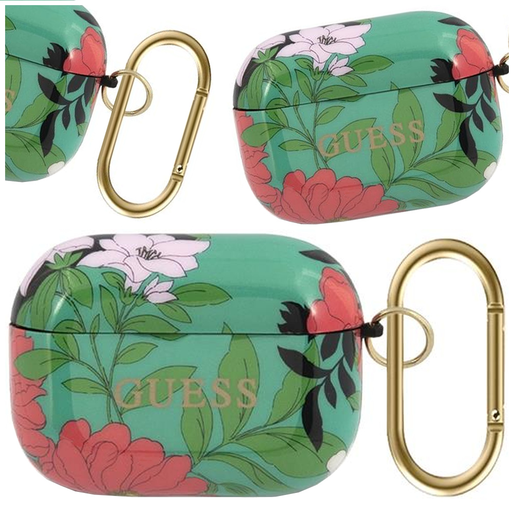 Guess GUACAPTPUBKFL01 púzdro na AirPods PRO green N.1 Flower Collection