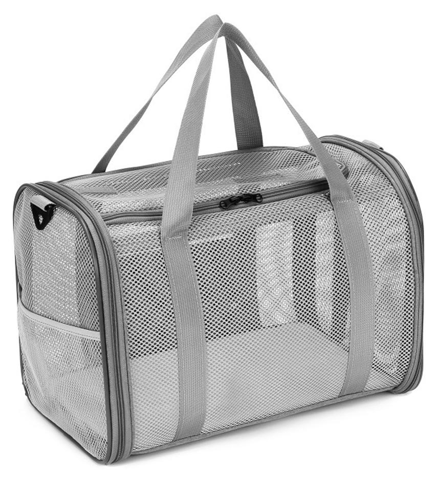 Lixada Atmungsaktive Haustier-Transportbox aus Netzstoff, grossraeumige Katzen-Tragetasche mit Schultergurt und herausnehmbarer Matte, faltbare Haustier-Reisebox fuer Katzen und Hunde
