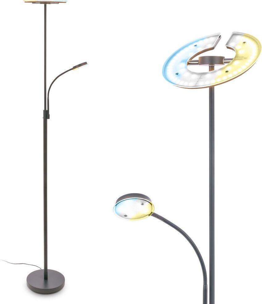 Briloner Ravan LED Stehlampe, Lesearm, Dimmbar, Speicherfunktion, Schwenkbar, Anthrazit, 45 x 25 x 179 cm