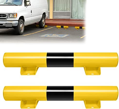 NAIZY Stahl Parkplatzsperre Parkplatzbegrenzung,Einparkhilfe Garage Privat Parkplatz Schild für Auto 2er-Set Schwarz&Gelb(60×8×9,5CM) LZQ-RL-NA-(HAG7498)