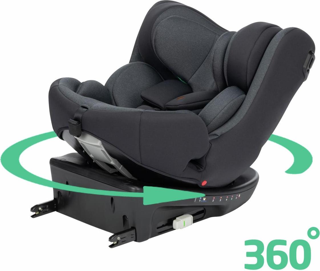 Bebeconfort EvolveFix i-Size, Autositz 360 Drehbar, 0–12 Jahre, 40–150 cm, Drehbar, 9 Kopfstützenpositionen, 5 Liegepositionen, Tinted Black 8106340210