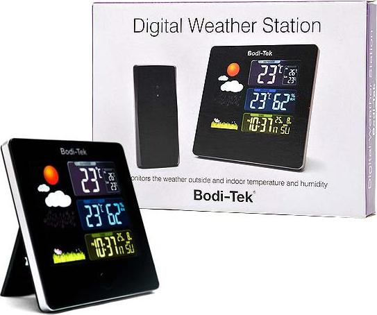 Bodi-Tek BT-HGWS, Schwarz, Innen-Thermometer, Außen-Thermometer, Thermometer, 0 - 50 °C, 32 - 122 °F, -19,9 - 59,9 °C