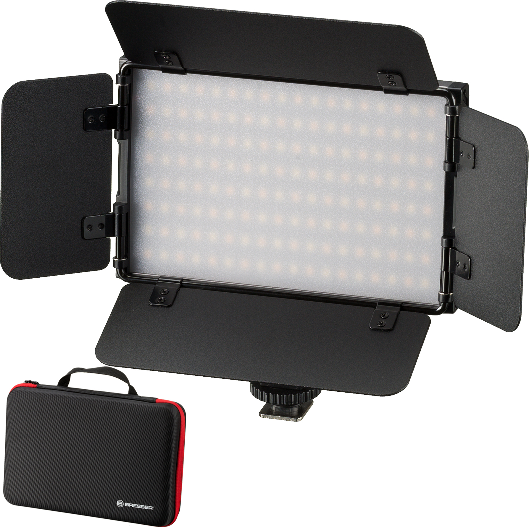 Bresser - F004154 - PT Pro 15B-II Bi-Colour LED video svetlo so svetelnými klapkami, dobíjacou batériou a taškou