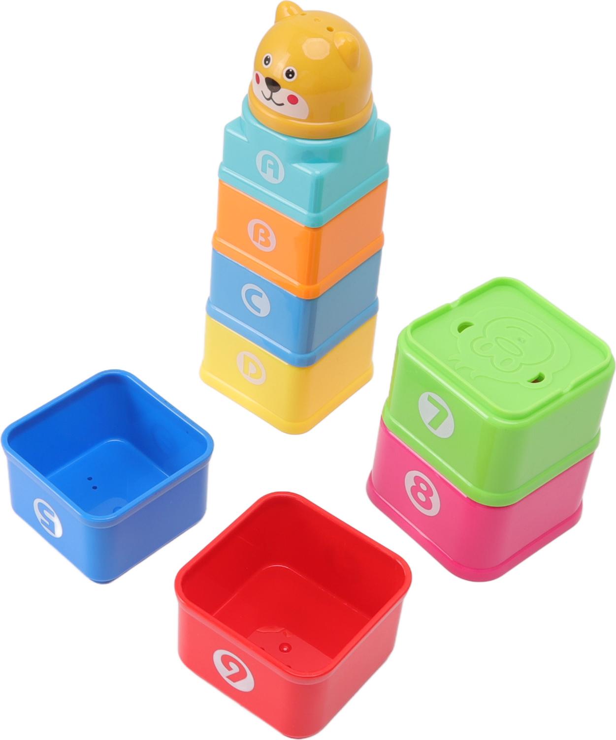 Gistuch Baby Stapelspielzeug Puzzle Spaß Cartoon Viereckel Nummern Buchstaben Tassen Gebäude Spielzeug Gebäude Spielzeug