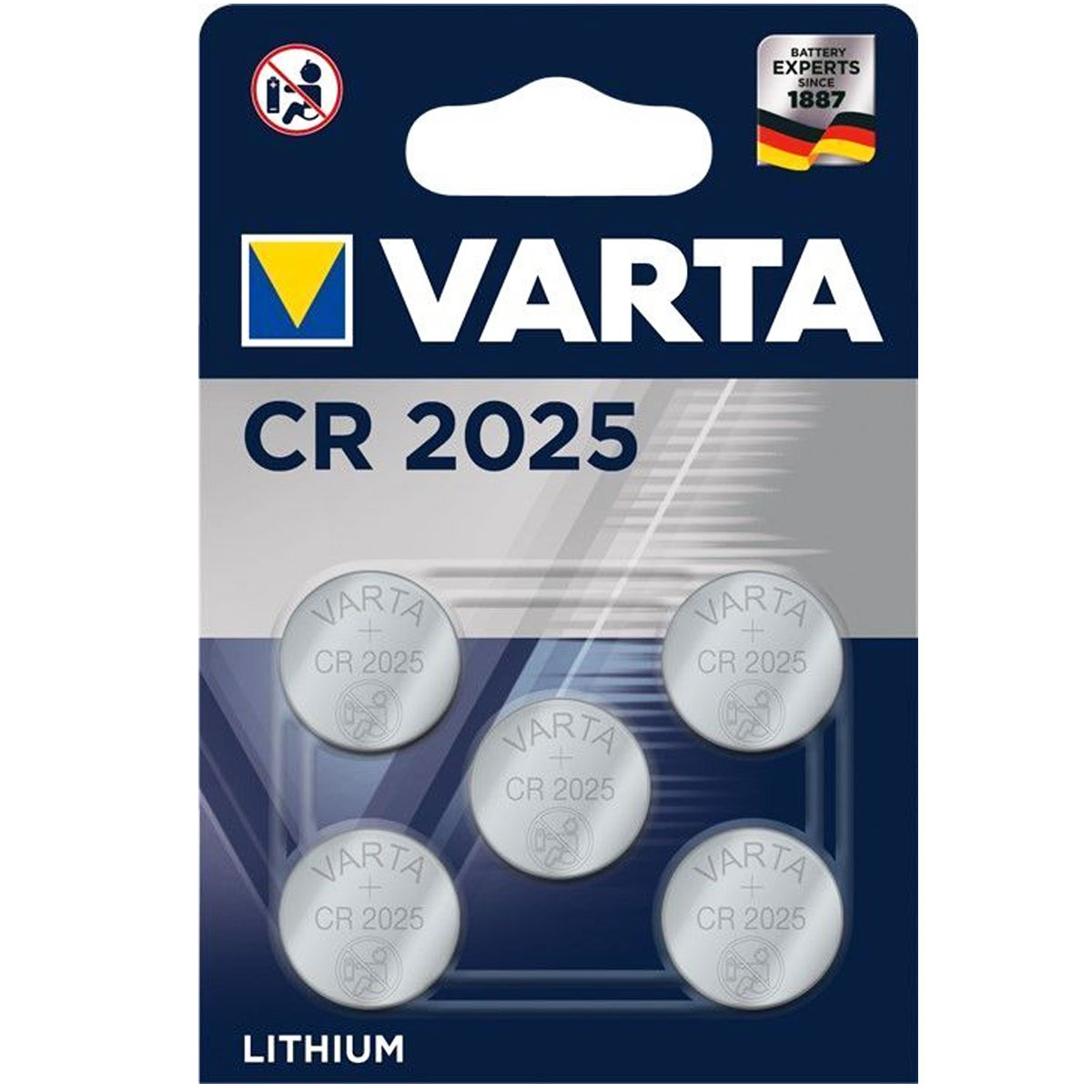 5x Knopfzellen VARTA CR2025 Lithium Batterien Bulk 5 Stück 