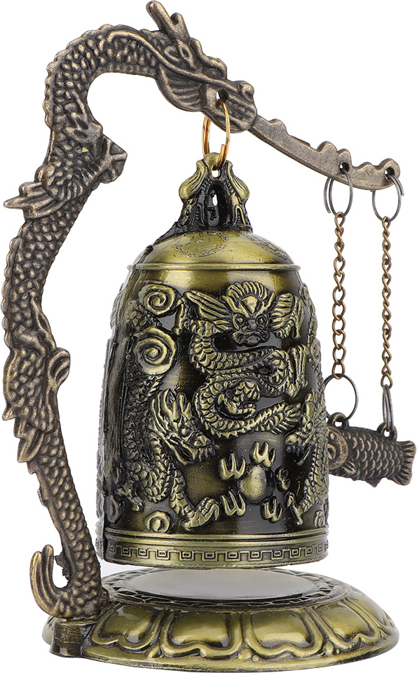 Cocosity Vintage Drachenglocke, buddhistische Glocke Ornament, Bronze Drachenschloss, Glocke Bronze Schloss, Vintage Drachenschloss