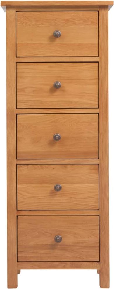 vidaXL Hohe Kommode mit Schubladen 45x32x110 cm Massivholz Eiche 329924