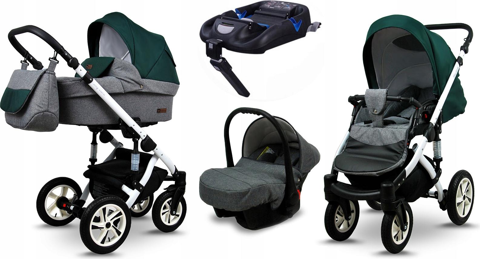 BabyLux Sky Lark | 4in1 Kinderwagen Set | Grey Flex Green | Kombikinderwagen | Kinderwagenset |