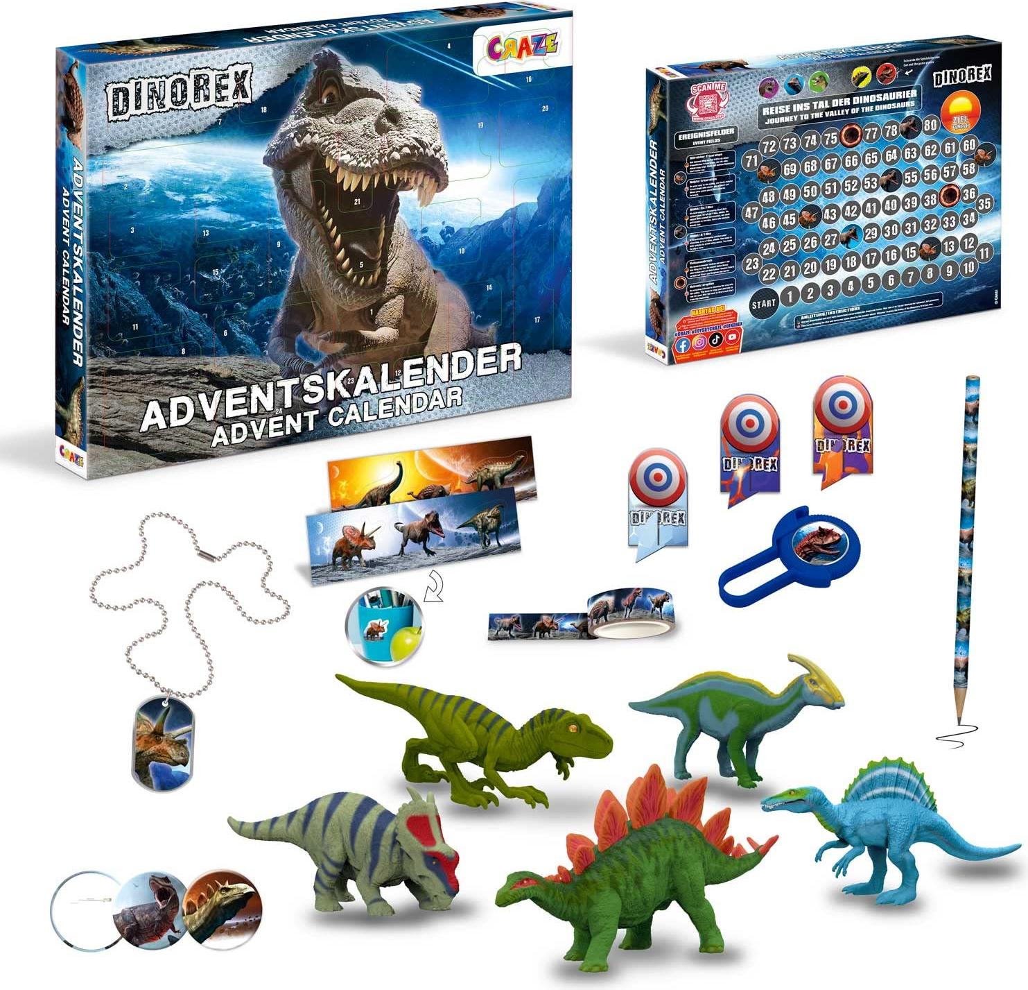 Adventný kalendár Dinorex vrátane 5 figúrok a príslušenstva a hry