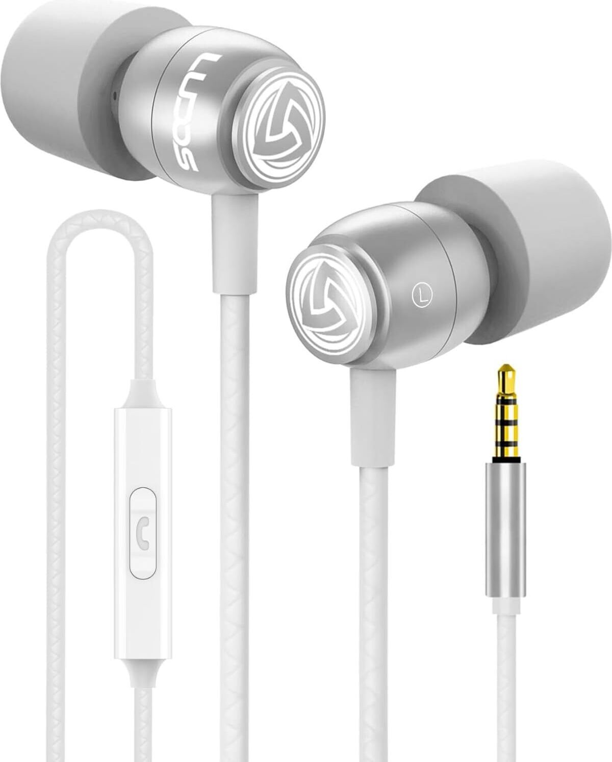 Ludos Clamor In-Ear Headphones with Cable and Microphone, 5 Year Warranty, Premium Audio Quality, Bass, Memory Foam, Reinforced Cable, Call Control