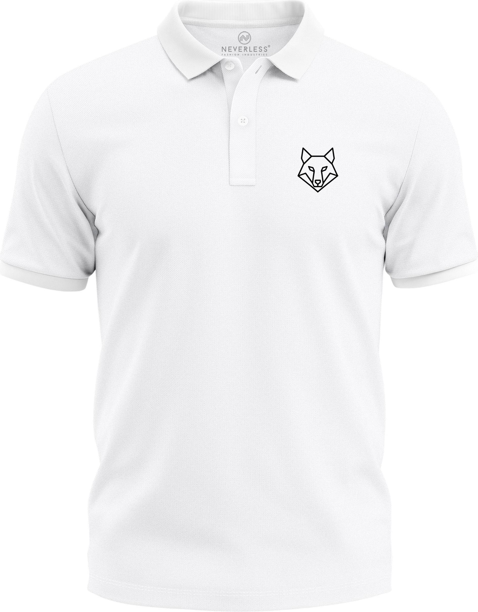 Poloshirt Herren Wolf Tierlogo im Polygon-Stil – Kurzarm Polo Sommer Outdoor Fashion Modern Fit Neverless® 278698