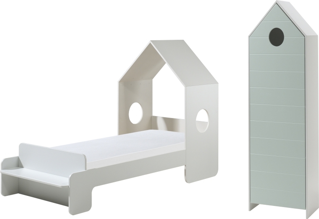 möbelando >CASAMI< in Korpus Weiß / Front Mint aus MDF - 229,5x147,6x93,6cm (BxHxT) 880229