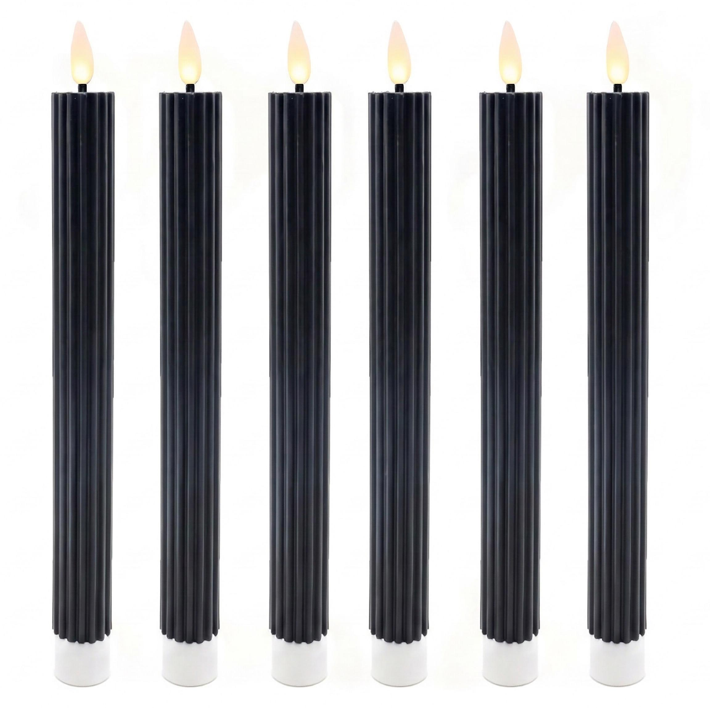 6er Set LED-Kerzen – Flammenlos, Echtes Wachs, Mit Fernbedienung & Timer (Schwarz, 8,6 Zoll)