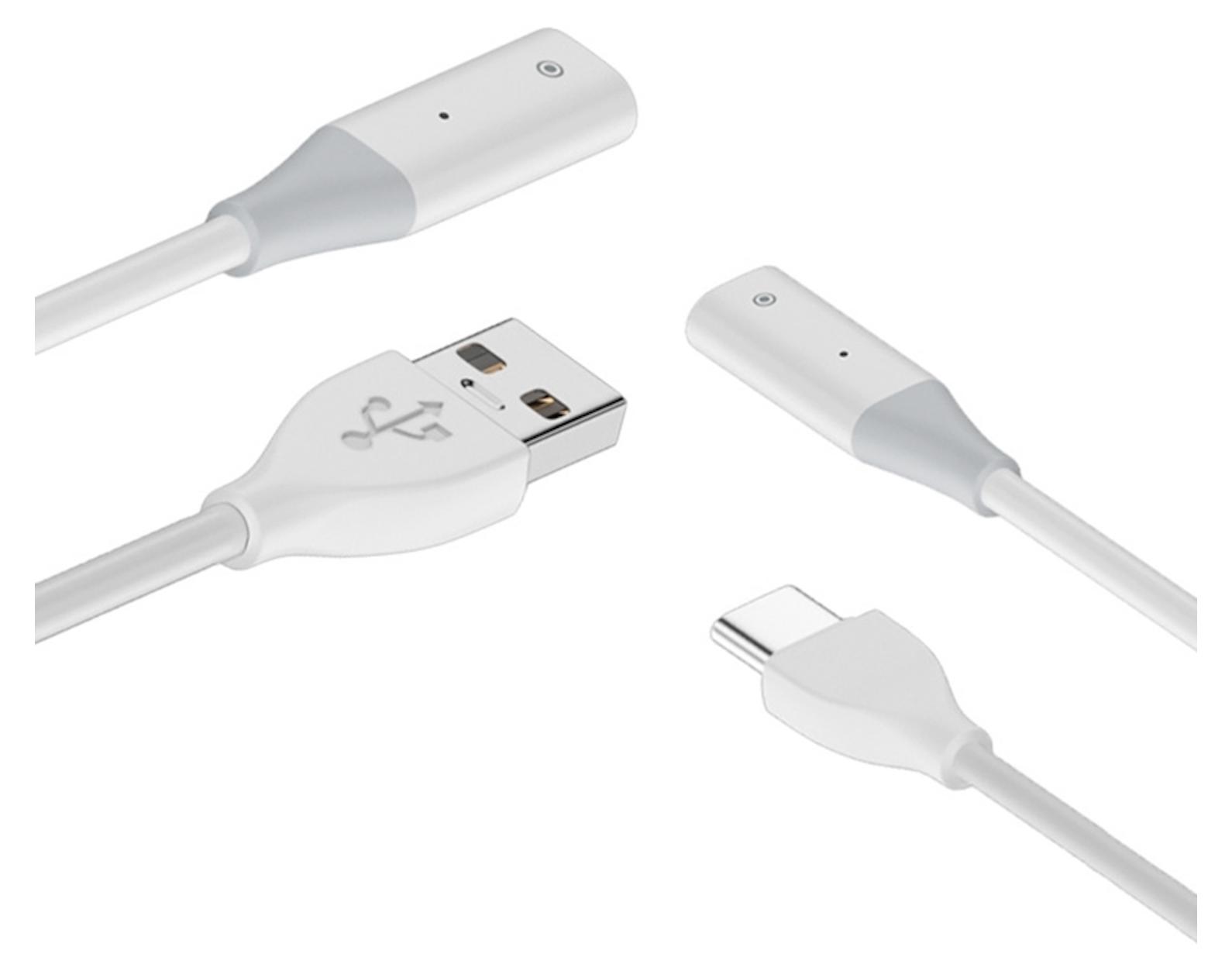 Pre Apple Pencil 1 nabíjací kábel z USB-C na 8-pinový konektor s dĺžkou 1 meter + kontrolka