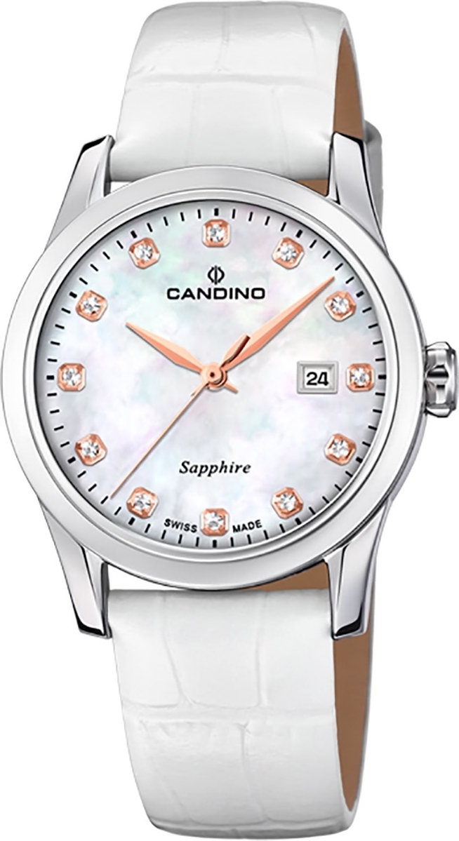 Candino Dámske analógové hodinky Classic Elegantné kožené náramkové hodinky biele UC4736/1
