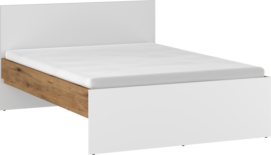Bett 120x200 cm weiß mit Eiche RISBY-129