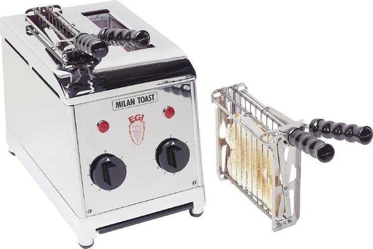 Milantoast Sandwichtoaster mit Zangen, Farbe:Edelstahl / Gebürstetes Metall