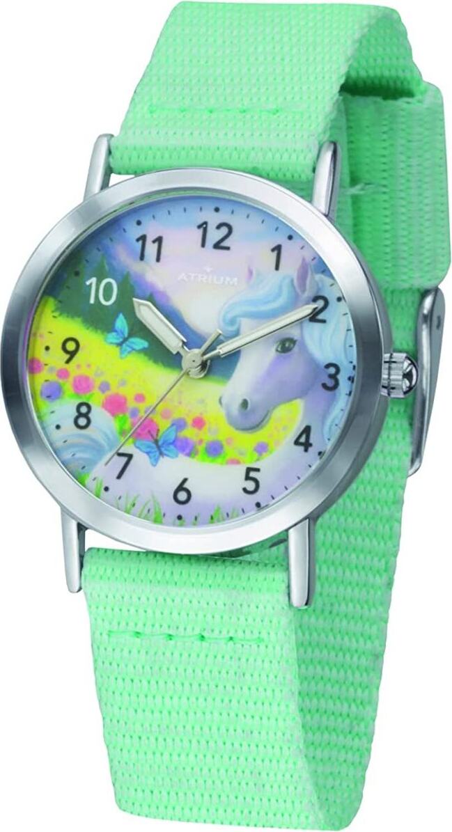 ATRIUM Kinder-Armbanduhr Analog Quarz Mädchen Nylonband A44-13 mint