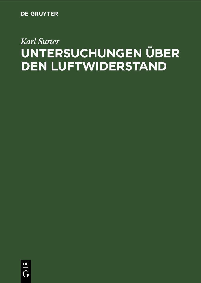 De Gruyter, De Gruyter Untersuchungen über den Luftwiderstand