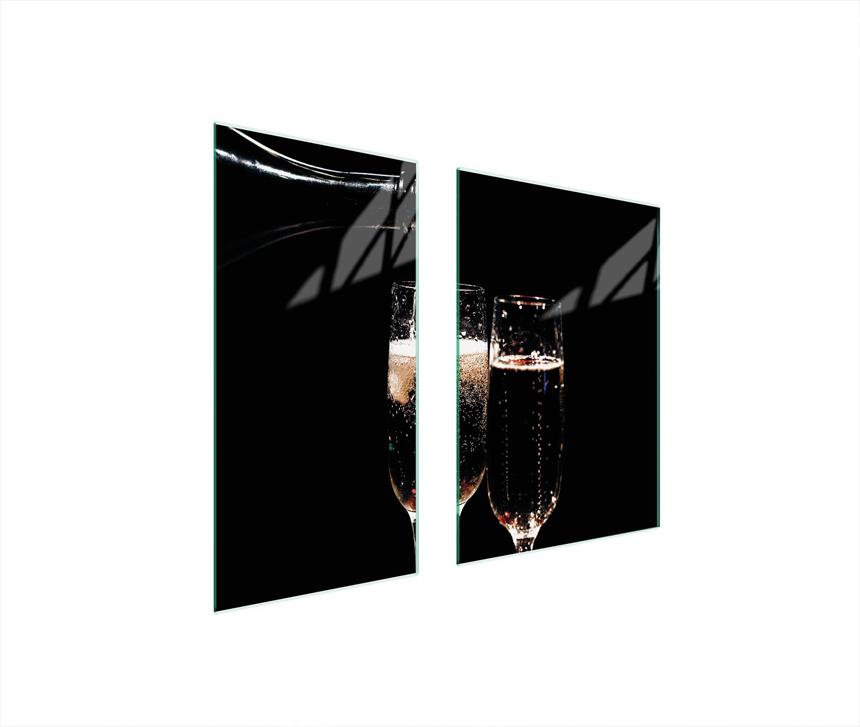 TMK ArtDeko Herdabdeckplatten 2 teilig 75x52 Ceranfeld Abdeckung Glas Schneidebrett Brille Schwarz