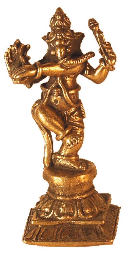 Saraswati GBR Ganesha Figur, indische Gottheit, tanzend, aus massivem Messing, 3,5 cm FM102