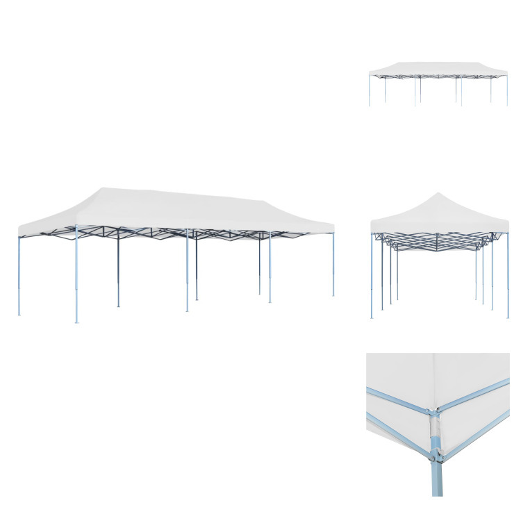 vidaXL Pop-Up Partyzelt Faltbar 3 x 9 m Weiß - Pavillons & Partyzelte