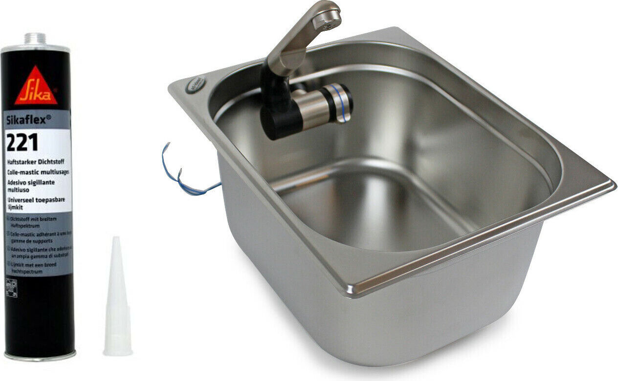 Ad Ideen Spülbecken 325x265x150mm integr Edelstahl incl. Montagekleber Camping Wascbecken