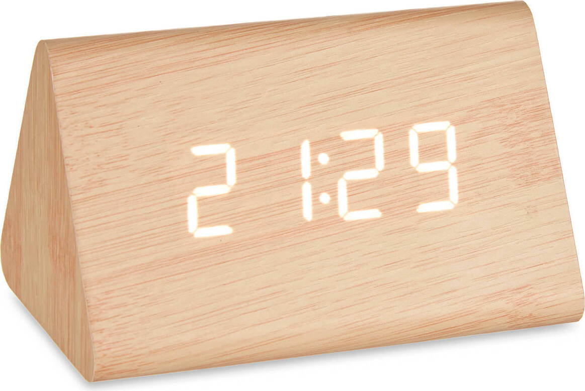 Giftdecor Digitale Desktop-Uhr Braun PVC Holz MDF (11,7 x 7,5 x 8 cm)