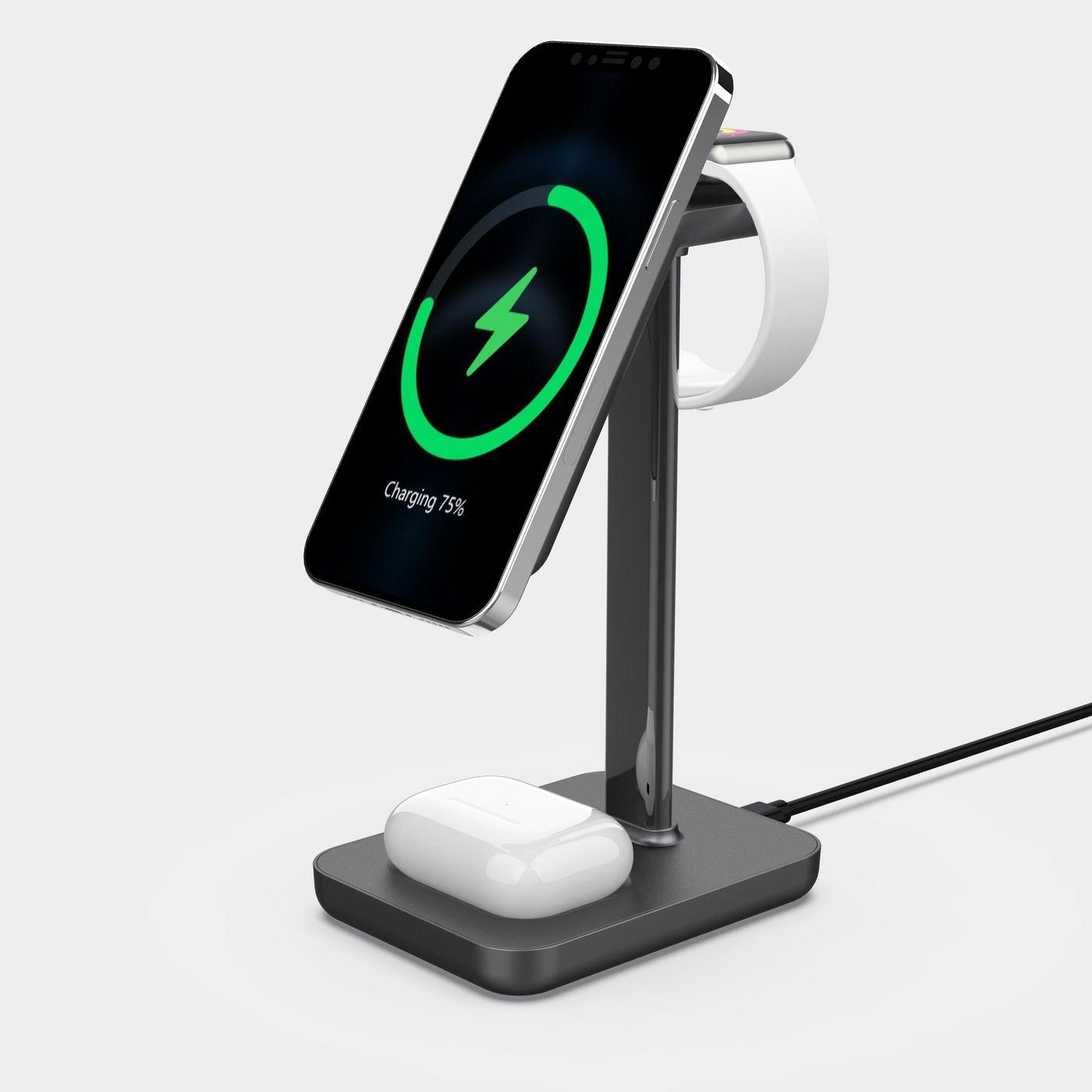 eSTUFF - Bezdrôtová nabíjačka - 15 Watt - 3 A - PD 3.0 - Hliníková, biela - pre Apple AirPods, AirPods Pro, iPhone 12, 13, Watch (ES638201)