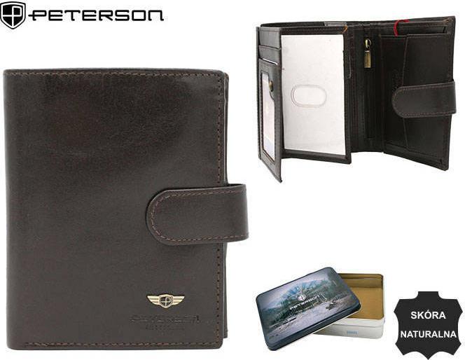 Herren-Geldbörse aus Leder mit Druckknopfverschluss - Peterson