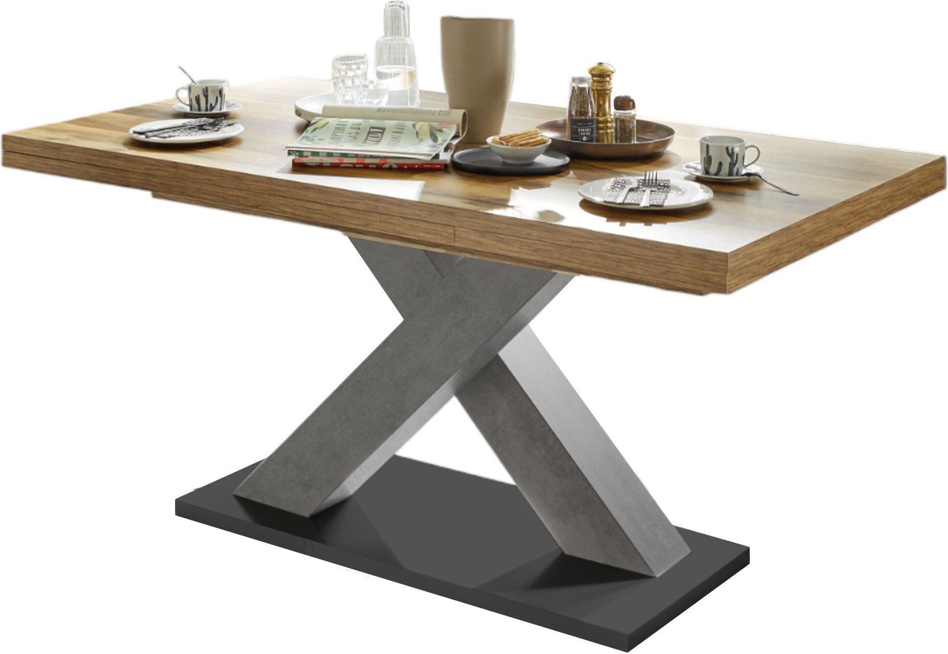 Esstisch ausziehbar Elene 180x90x76 Graphit/Plankeneiche 13984-180