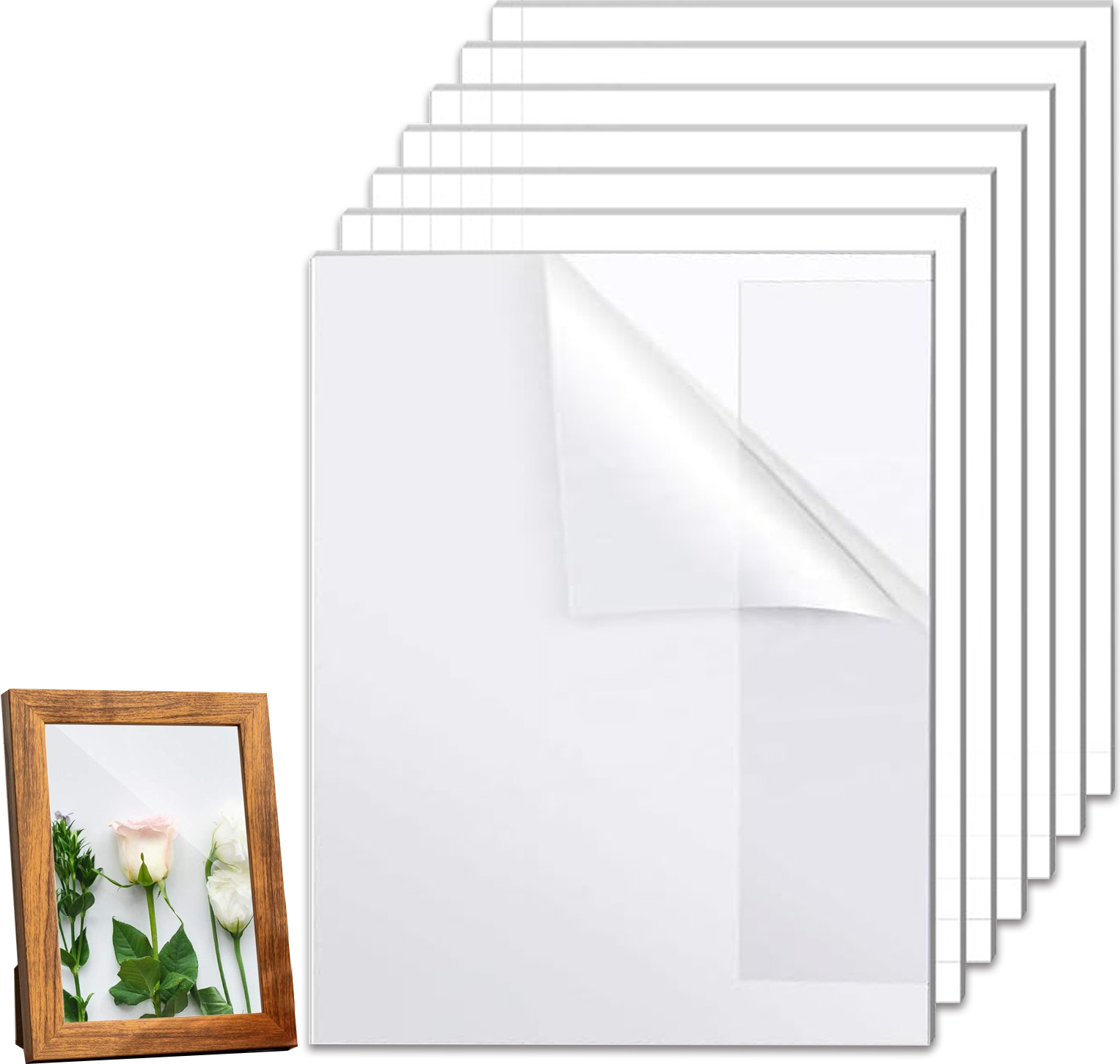 Mmgoqqt 7 Stück klare Acrylplatten (5,9 x 3,9 Zoll), 1 mm transparente Acrylplatten-Plexiglasplatten, Plexiglas-Acrylplattenplatten zum Zeichnen, Malen, Ausstellen, Bilderrahmen Kau-QY-LA-ZL-20241202-1516
