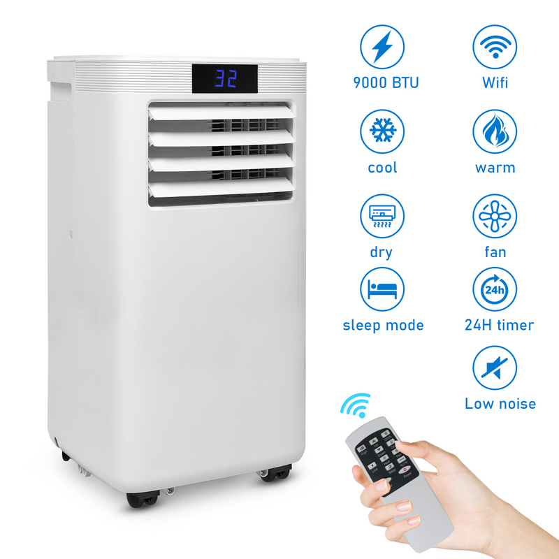 TolleTour Mobilná klimatizácia s diaľkovým ovládaním 4v1 9000 BTU s Wifi časovačom klimatizácie