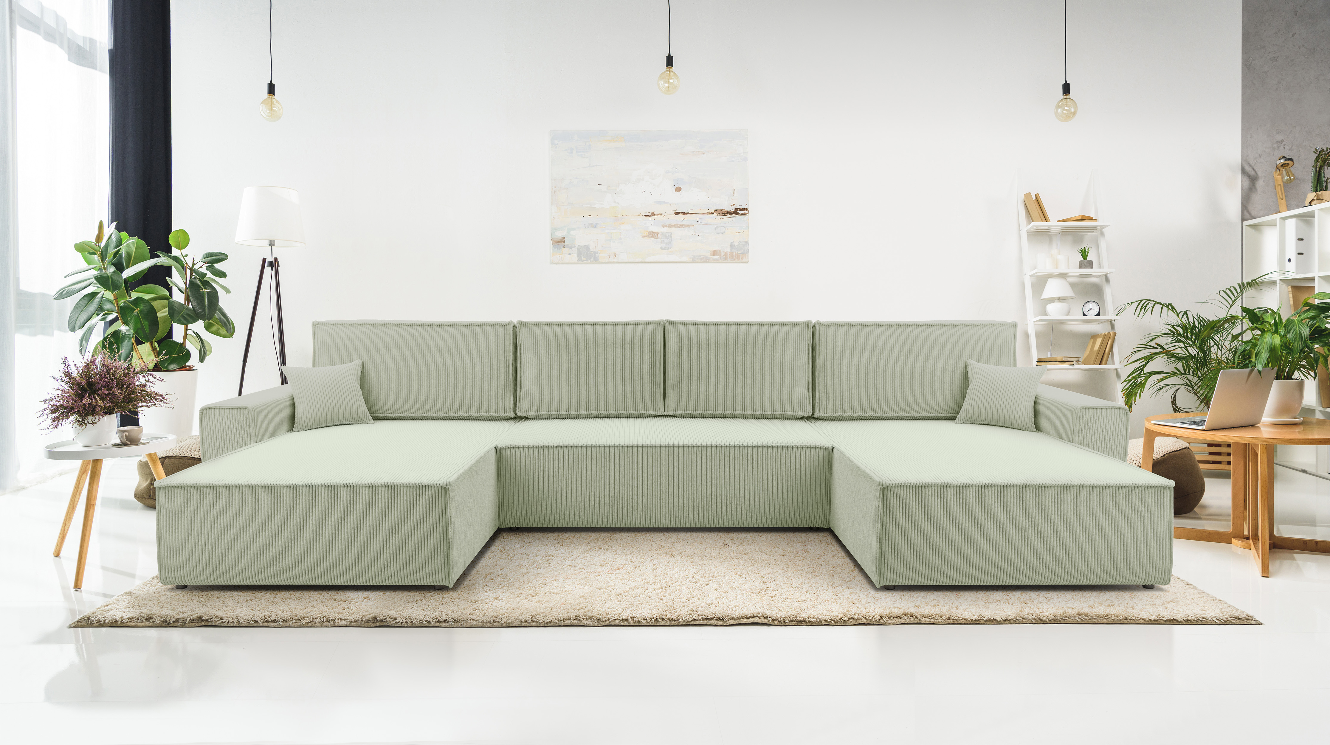 AX LIVING Sofa U Form mit Schlaffunktion Cedria Wohnlandschaft 389cm 