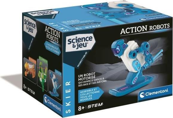 CLEMENTONI Action Robot Skifahrer, Robotik Bausatz mit Elektronikmodul, Lernspielzeug ab 8 Jahren CLE8005125529100