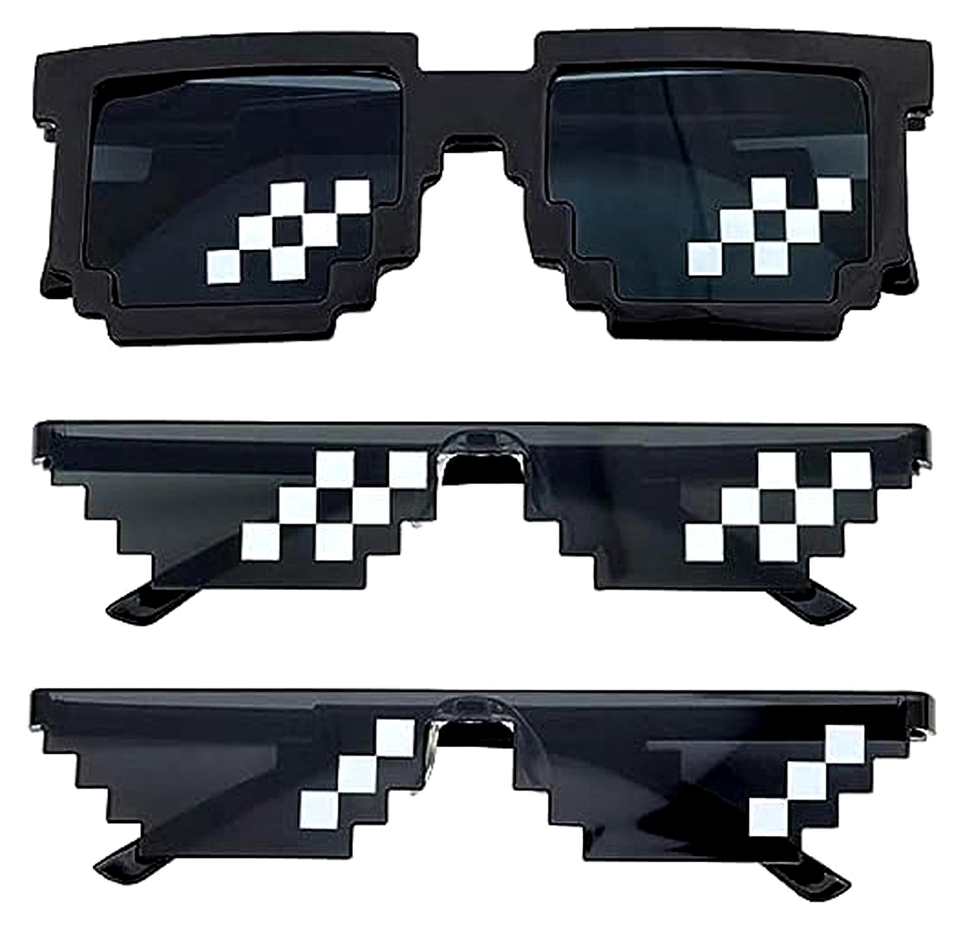 Markenlos 3 Stück Pixel Mosaik Gläser, Lustige Spiele Partybrillen Schwarze Sonnenbrille Foto Requisiten Uni Brillen für Reisen, Fotografie, Themenpartys, Festivals