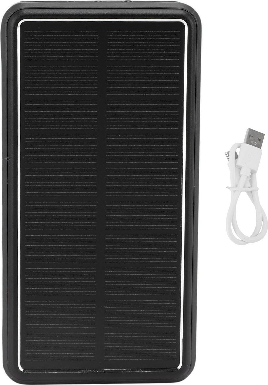 Solárna powerbanka, 50 000 mAh, hliníková zliatina, prenosná nabíjačka USB, batéria s LED svetlom pre núdzové situácie pri kempovaní v prírode, čierna