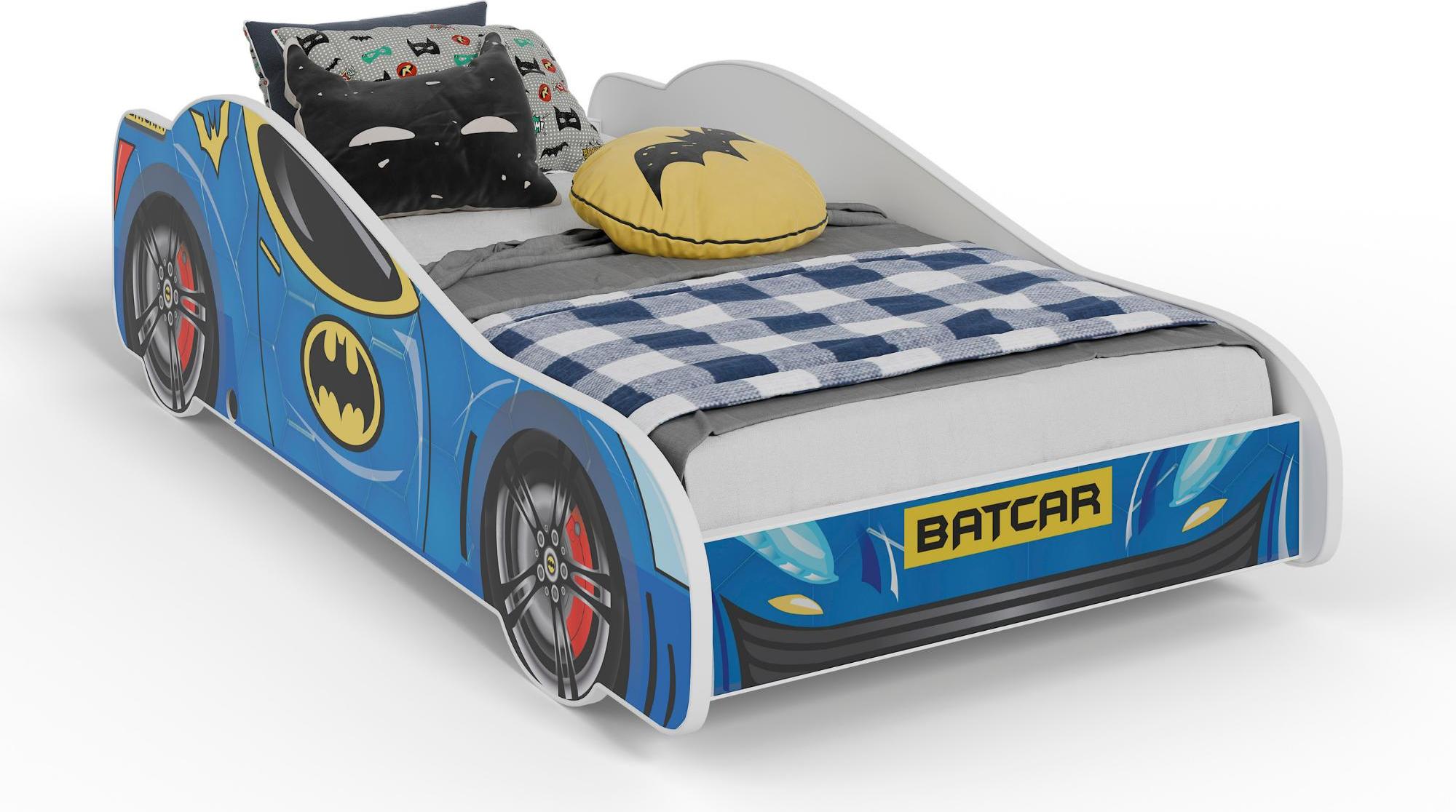 Bett + Matratze - Rennwagen Batcar Blau 140 x 70 cm
