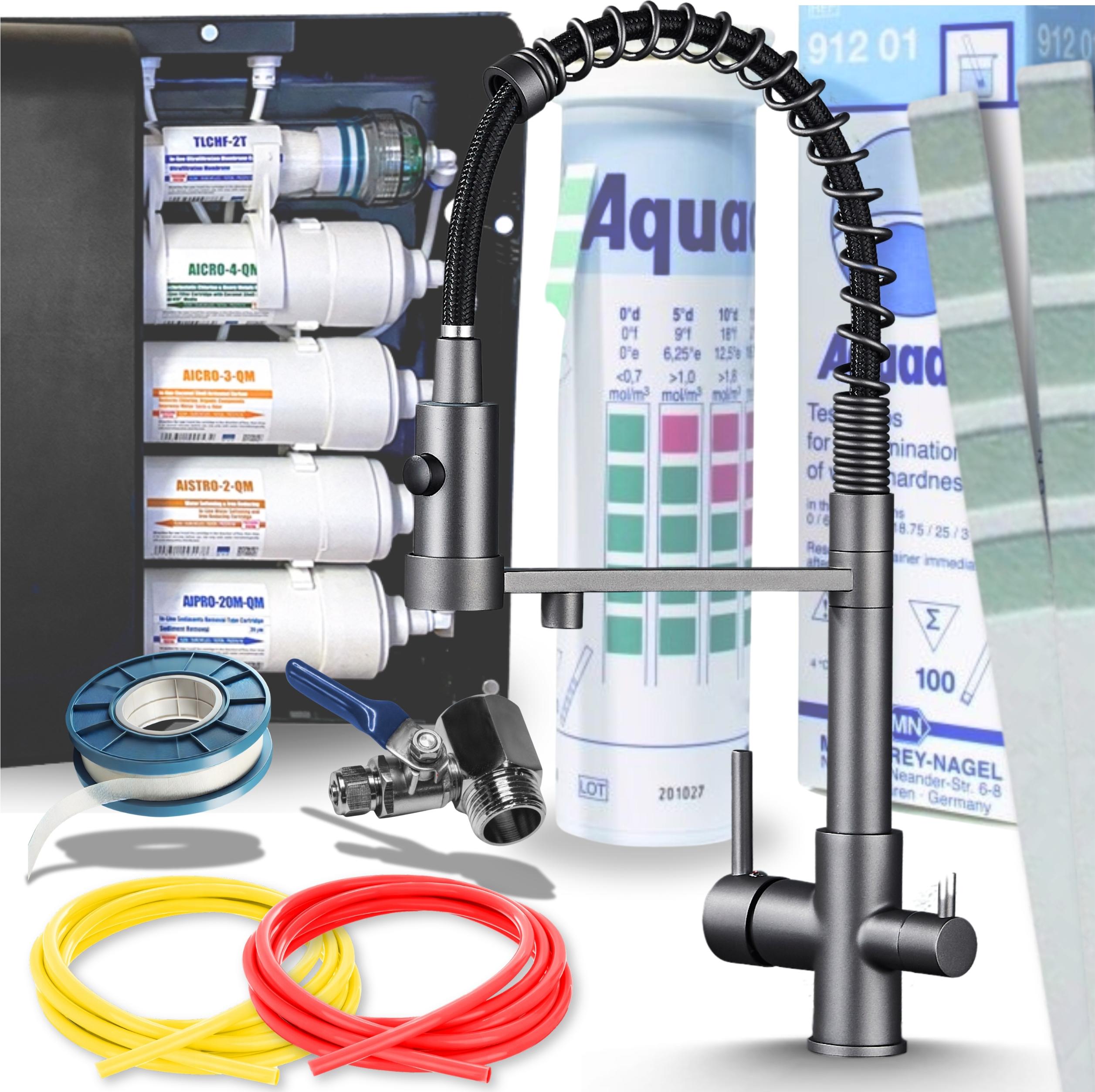 Küchenarmatur Ari 3-Wege Filteranschluss Keramikventil Grafit