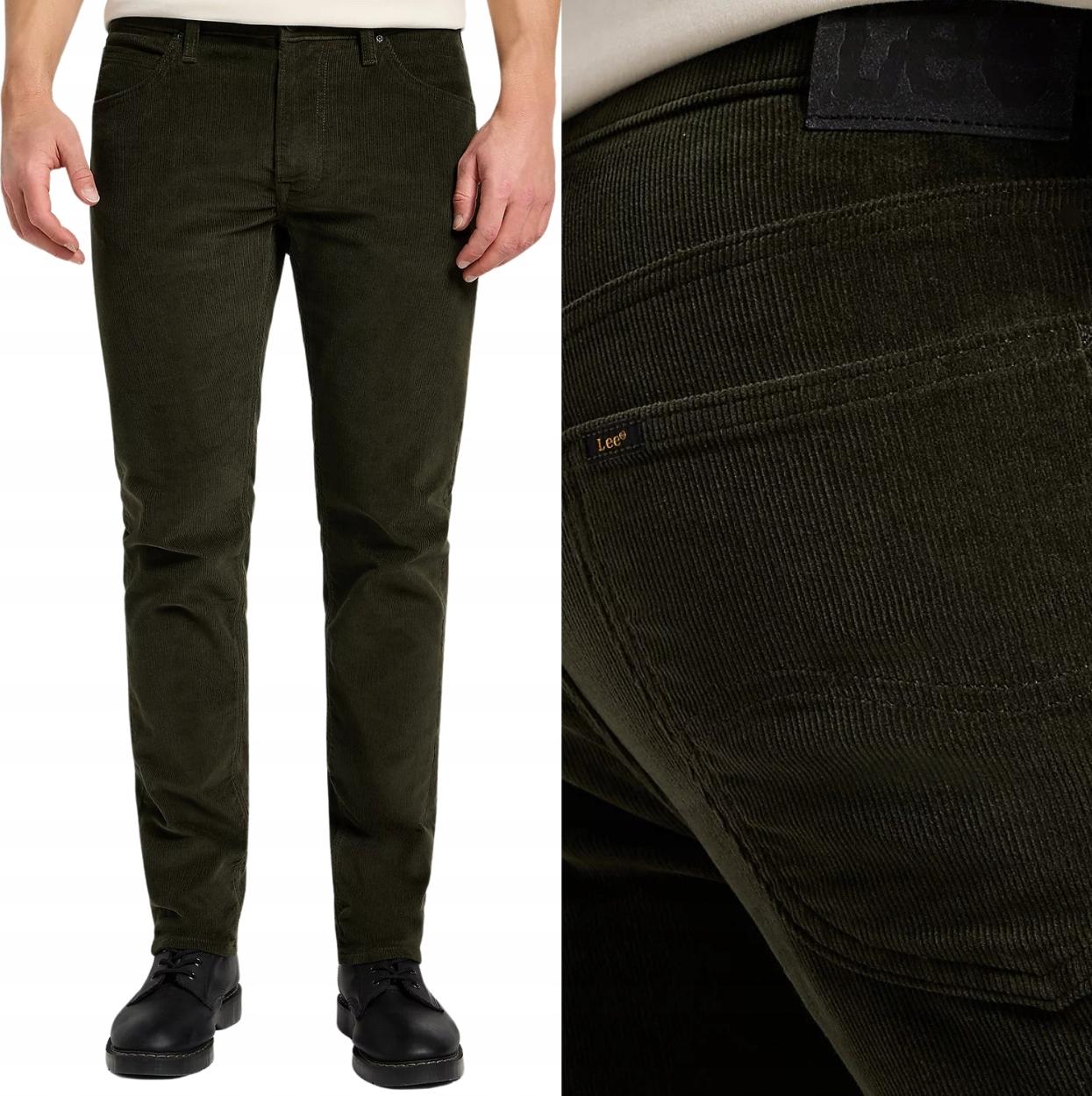 Lee Daren Olive Night Gerade grüne Cordhose mit niedrigerer Taille, W32 L34