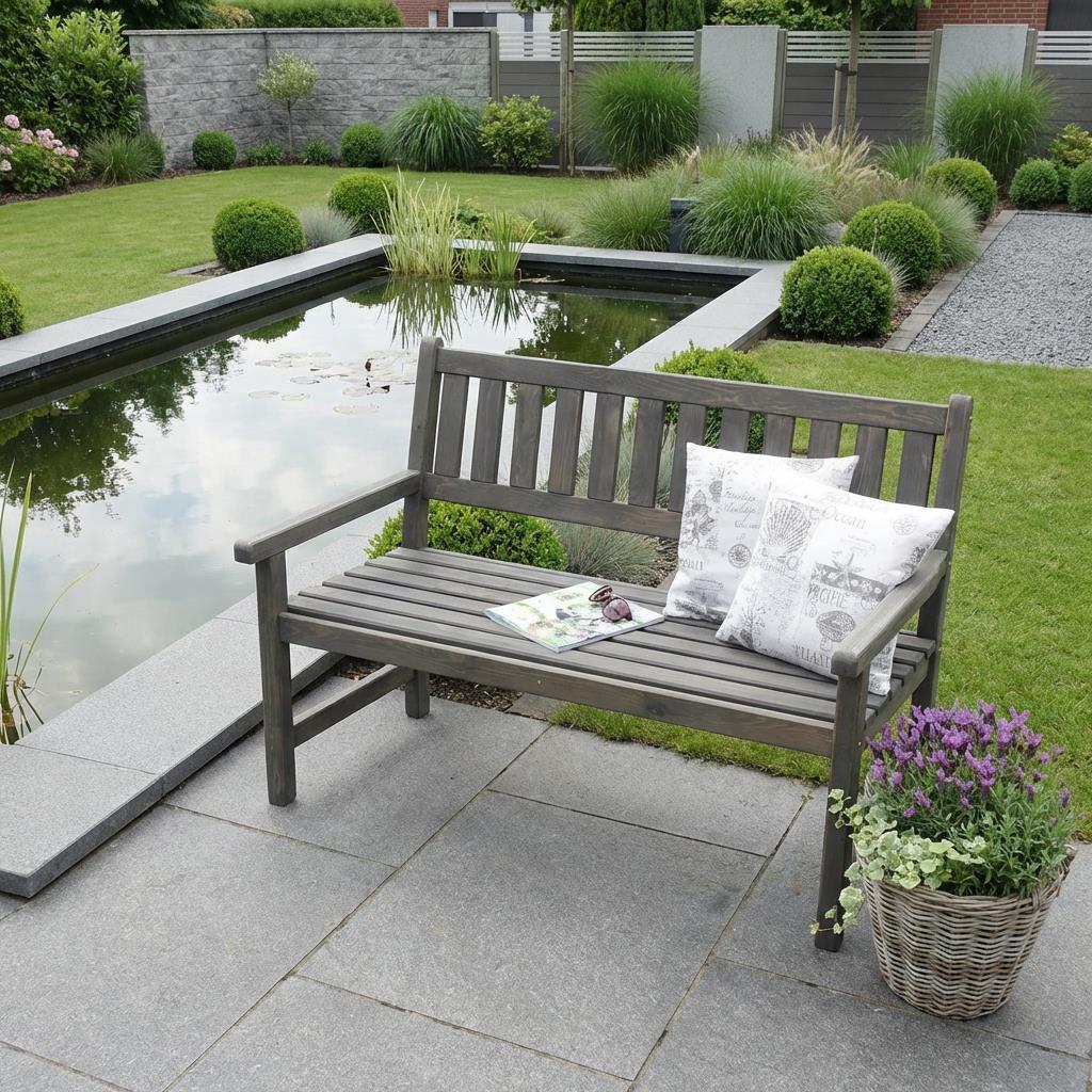 Promadino Gartenbank Johanna 125x71x91 cm Kiefer grau