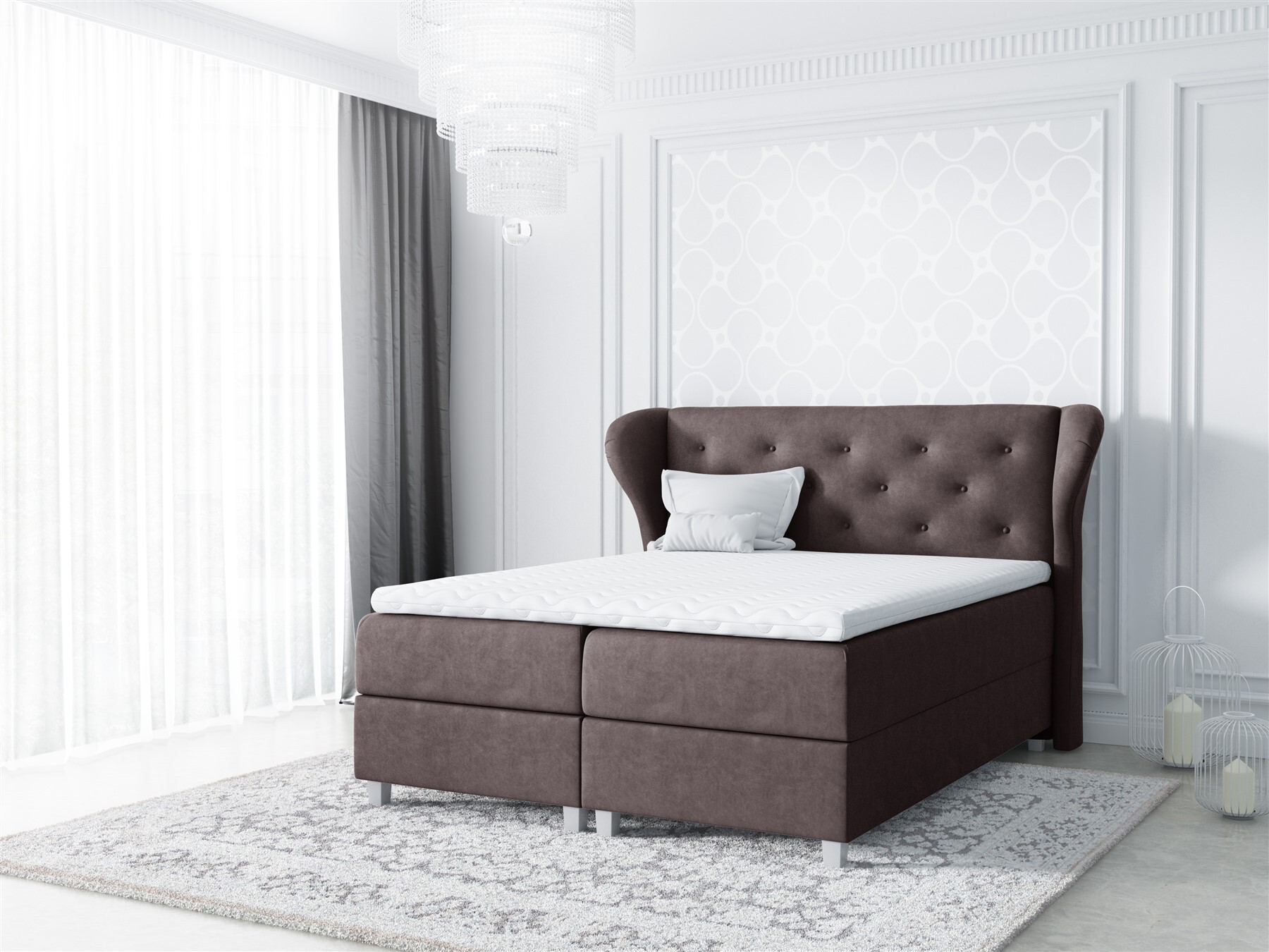 Boxspringbett Schlafzimmerbett ARIANNA 120x200cm Stoff Braun
