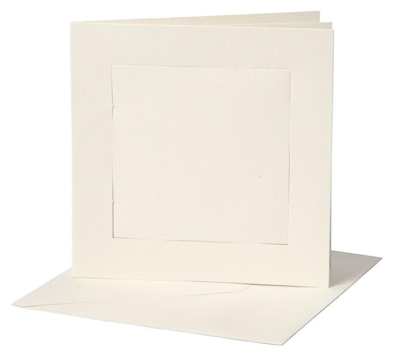 Cartes passe-partout , 12,5x12,5 cm, blanc cassé, carré, 10