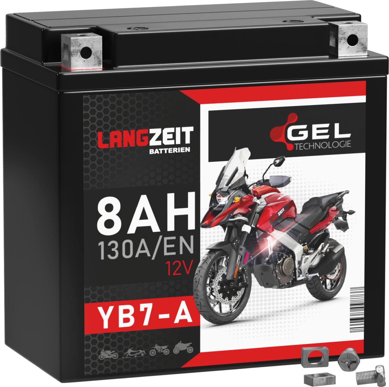 LANGZEIT Batterien Langzeit Gel Motorradbatterie YB7-A 8Ah 12V LZ50813G8