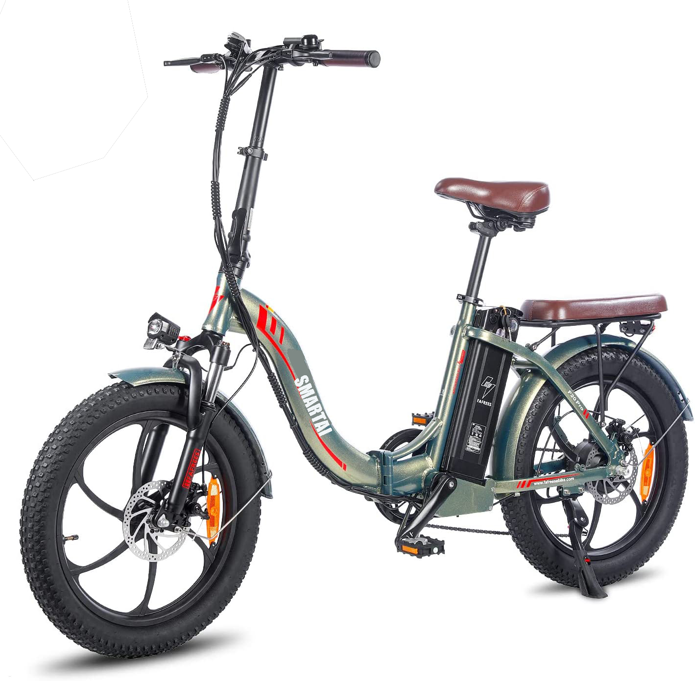 20 palcový skladací elektrický bicykel Skladací bicykel 20 * 3.0 Fat Tire Folding Mountain Bike Green