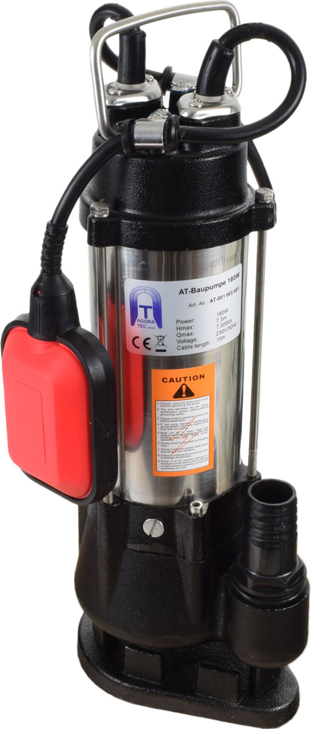 Agora-Tec® Bau-, Abwasser- und Schmutzwasserpumpe 180W 10m Kabel AT 001 003 001
