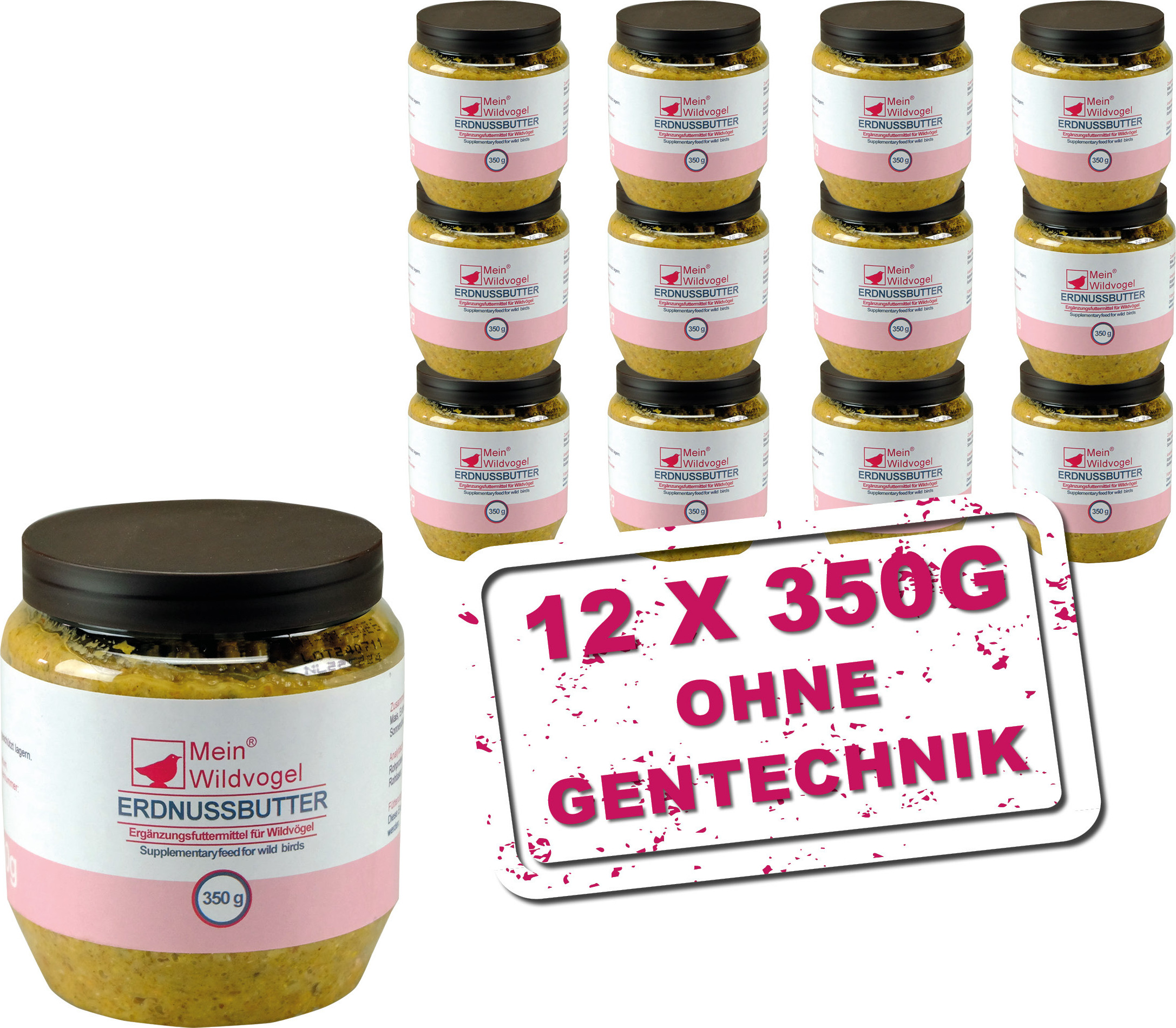 MeineHennen Wildvogel Erdnussbutter 12 x 350g - MeinWildvogel 599