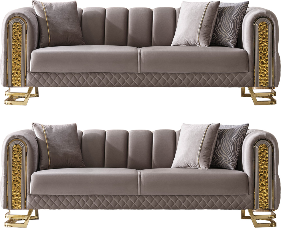 Villa Möbel Sofa Set Aveline Farbe: Taupe Stellvariante:2+2 Modernes Design mit klassischen Elementen kombiniert